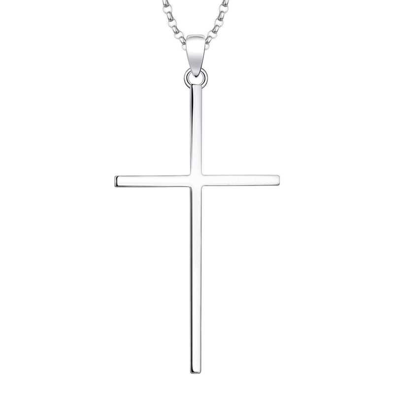 [Australia] - JO WISDOM Women Necklace,925 Sterling Silver AAA Cubic Zirconia Large Cross Crucifix Celtic Pendant Necklace,Jewellry for Women A White Gold Color 