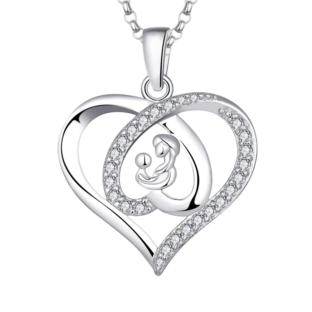 [Australia] - JO WISDOM Women Mama Necklace,925 Sterling Silver Mother Star 3A Cubic Zirconia Pendant Necklace,Gift for Mum F April,zirconia 