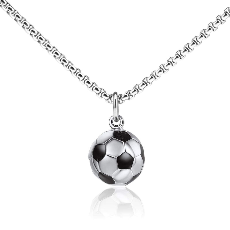 [Australia] - Create idea Soccer Charm Necklace, Stainless Steel for Boy Girl Sportsman Men Women Unisex Jewelry Unique Gift- 60cm/23.6 Inch 