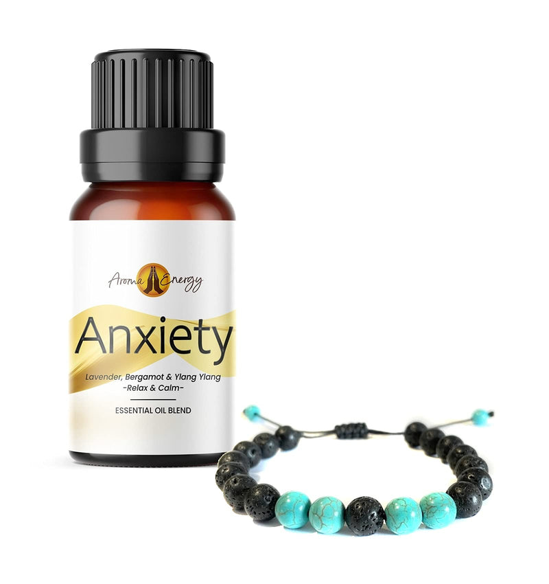 [Australia] - Lava Stone Aromatherapy Diffuser Bracelet and Anxiety Essential Oil 10ml (Blend of Lavender, Ylang Ylang & Bergamot) 