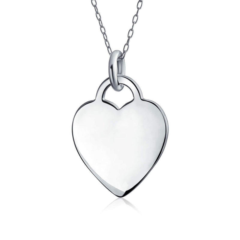[Australia] - Tiny Minimalist Abc Medium Size Heart Shape Script Or Block Letter Alphabet A-Z Initial Pendant Necklace For Teen For Women 925 Sterling Silver Plain 