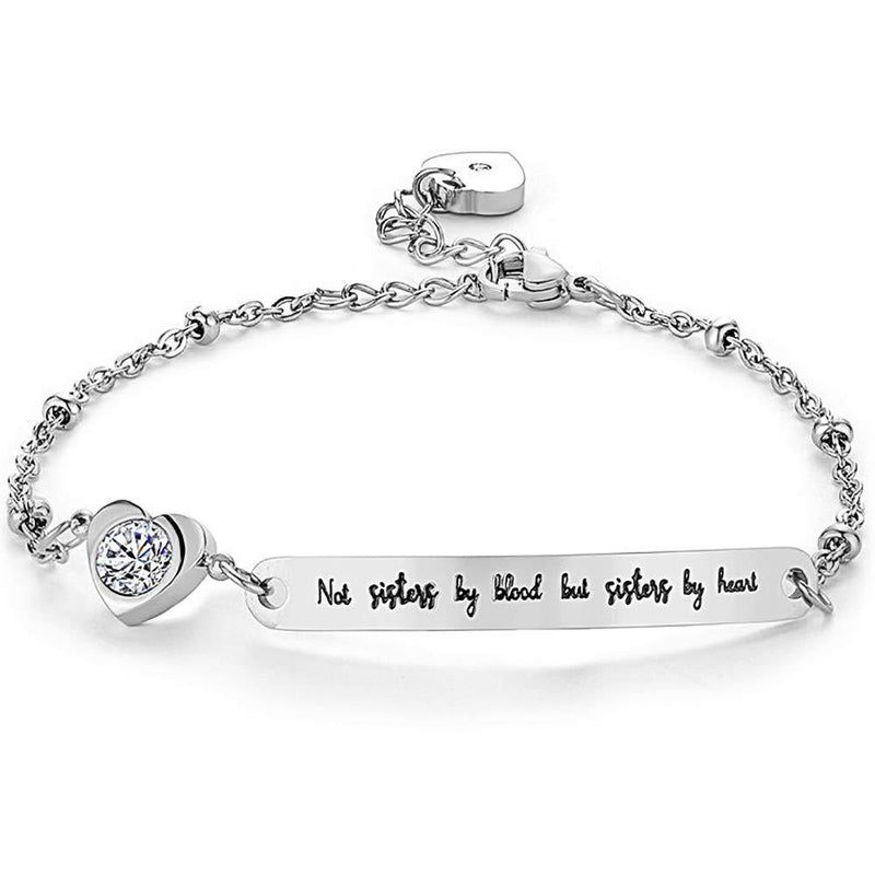 [Australia] - Gleamart Inspirational Bracelet Adjustable Bangle Gift for Women Not Sisters By Blood But Sisters By Heart 02 