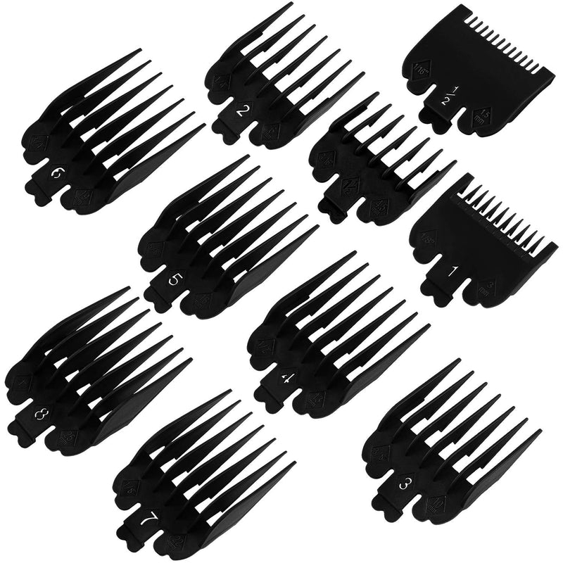 [Australia] - ADXCO 10 Colors Hair Clipper Guide Combs Hair Trimmer Limit Comb Hair Cutting Guide Replace Comb Compatible with Many Wahl Clippers/Trimmers, 10 Sizes Black 