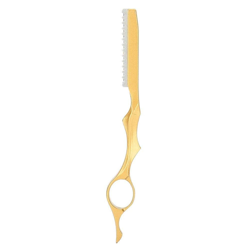 [Australia] - Hair Thinning Scissors Cutting Teeth Scissors Hairdresser Hair Cutting Trimming Razor Stainless Steel Bangs Hair Thinning Knife for Barber Texturing, Home Salon (Golden) 