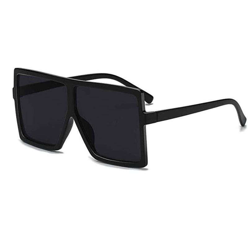 [Australia] - FOURCHEN Oversized Square Sunglasses for Women Flat Top Fashion Shades Black 