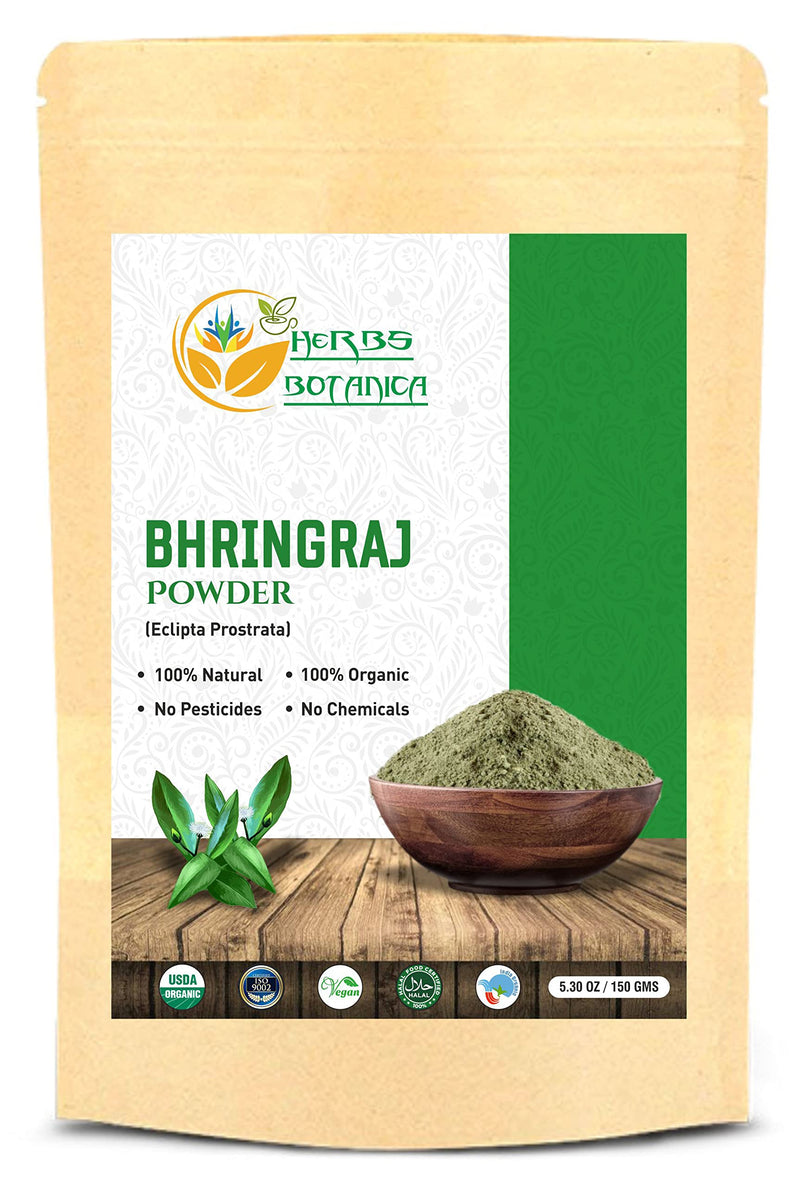 [Australia] - Herbs Botanica 100% Natural Bhringraj Powder | Pure Bhringaraj Eclipta Alba - Promotes Healthy Hair Growth (150 gm (0.33 lb) 5.3 Oz Bringraj Powder For Hair Growth Ayurvedic Powder 