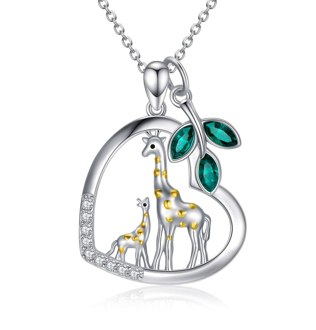 [Australia] - Giraffe Necklace Sterling Silver Love Heart Pendant Necklace, Giraffe Jewellery Birthday Gifts For Women Mum Daughter 