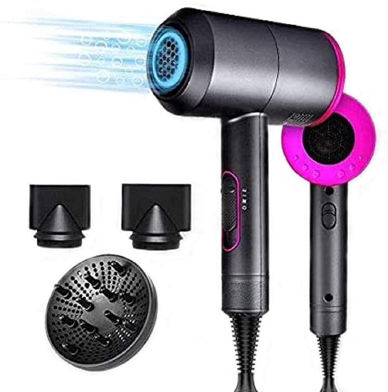 [Australia] - Jooayou Professional Hair Dryer 2000W Fast Dry Negative Ions Hair Blow Temperature Hairdryer with Diffuser Hairdryer with 2 Speeds, 3 Heating and Cool Button Iron Grey & Rose Red 