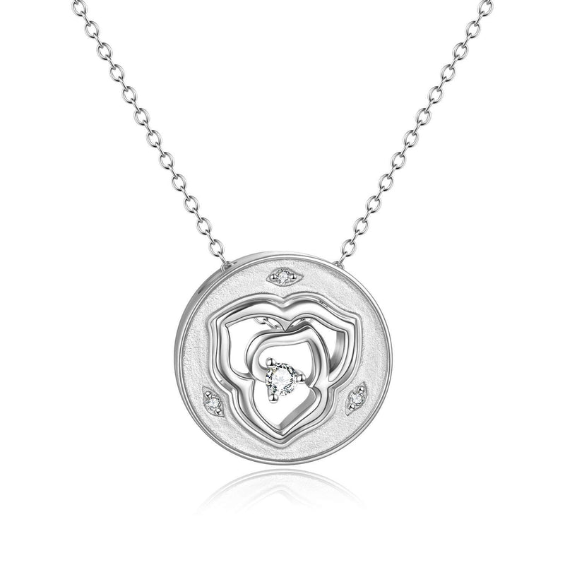 [Australia] - Sterling Silver Rose Flower Necklace 2 Pieces Sets Mother Daughter Necklace Birthday gift 