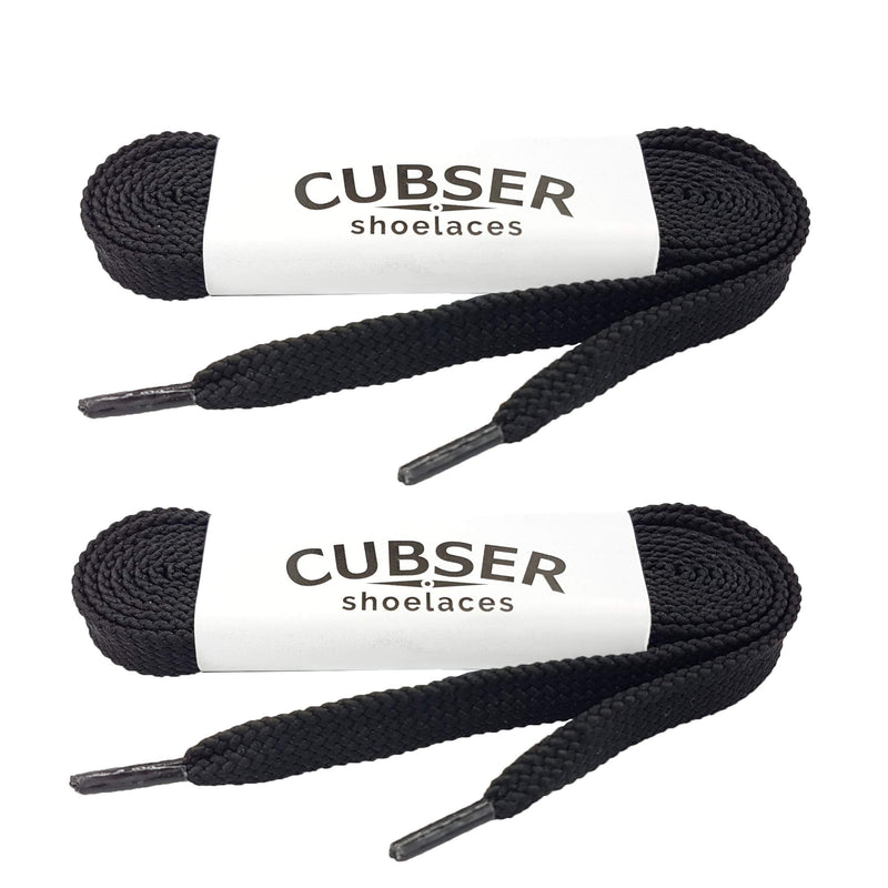 [Australia] - Flat Shoelaces (2 Pairs) Quality Durable Wide(9mm) Shoe Laces for Sneakers and Trainers Shoes 100 CM Black 