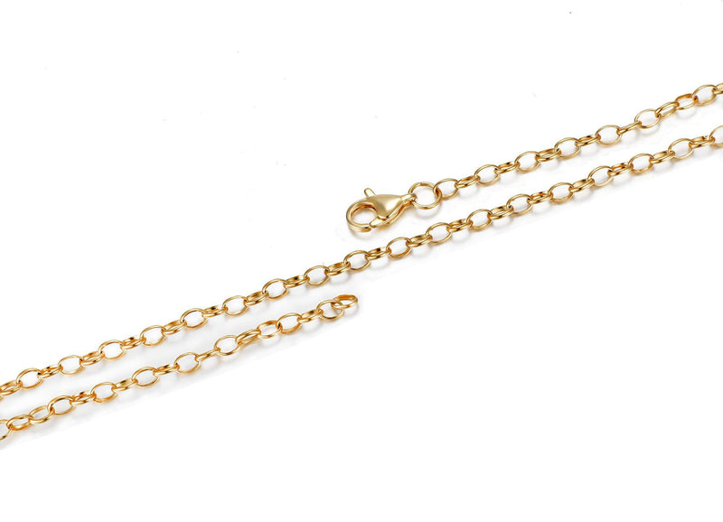 [Australia] - ZiiLay Soldered Oval Rolo Chain Jewelry Stainless Steel Dainty Necklace for Women Gold Plated 3mm 18” 