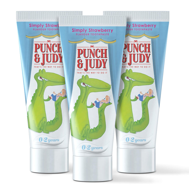 [Australia] - Punch & Judy - Baby Strawberry Flavour Toothpaste for 0-2 Years - Multipack, Sugar Free, Fluoride 1000ppm (3x50ml) 50 ml (Pack of 3) 