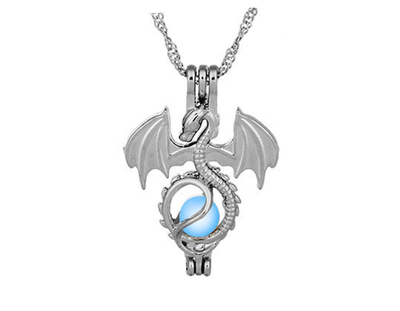 [Australia] - Dragon Necklace, Glow in the Dark Pendant and Chain, in an Organza Gift Bag 