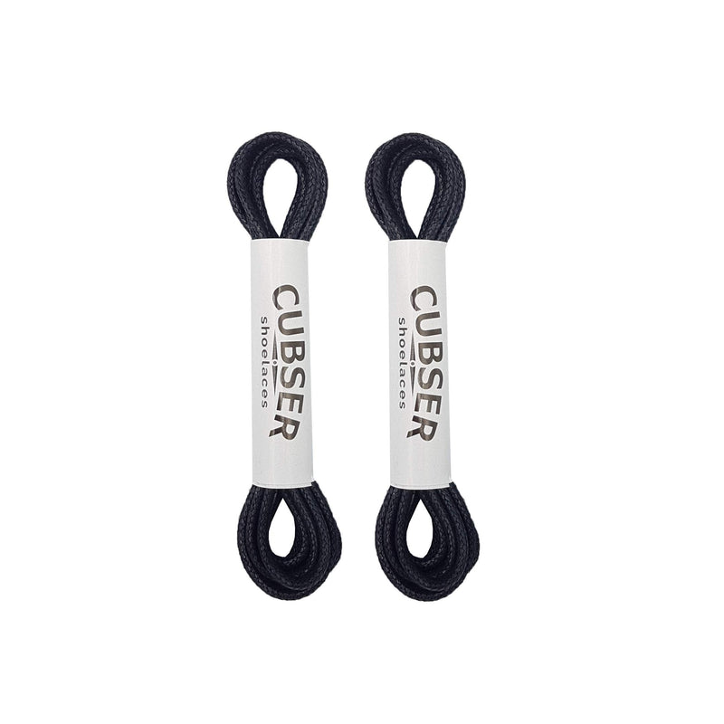 [Australia] - Round Shoelaces (2 Pairs) Premium Waxed Durable Thin 3mm Laces for Dress Casual Oxford Shoes 90 cm Black 