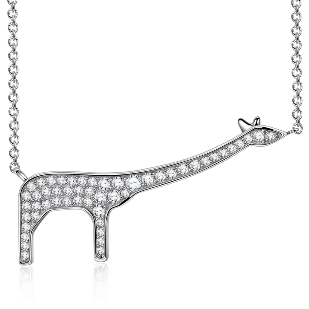 [Australia] - AVATAR Mother's Day Gift, Necklace for Her, Cute Giraffe Design, 925 Sterling Silver, 3A Zircon, Exquisite Present Box, Present for Girl Silver Necklace 
