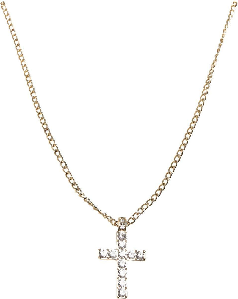 [Australia] - Urban Classics Diamond Cross Necklace Cuff Links One Size Gold 