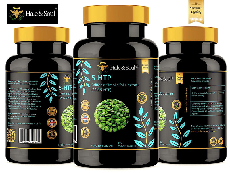 [Australia] - Hale & Soul 5-HTP, 180 Easy Swallow Tablets, Suitable for Vegans and Halal, Made in UK, GMP Standards 