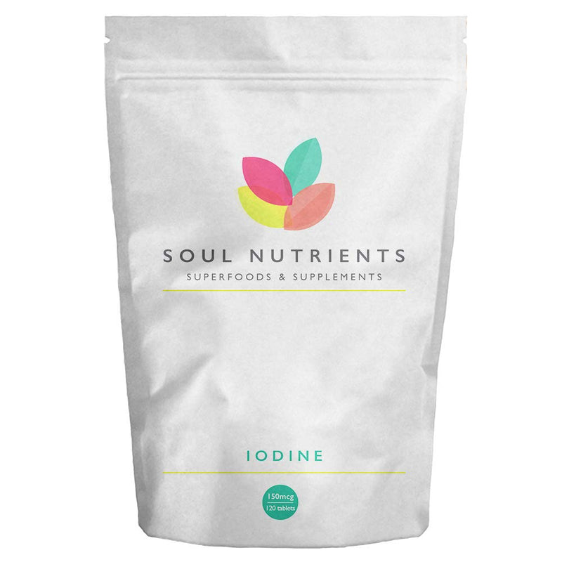 [Australia] - Iodine 150mcg 120 Tablets | Max Strength Natural Source of Iodine from Potassium Iodide | Pregnancy Health & Thyroid Supplement | Vegan UK Made | GMP Approved | Soul Nutrients 