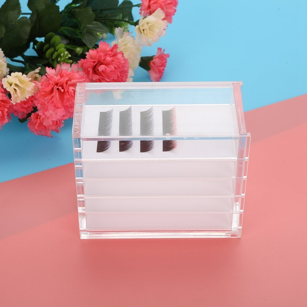 [Australia] - 1Pc Eyelash Storage Box Transparent Eyelash Organizer 5 Layers Storage Box for False Eyelash 