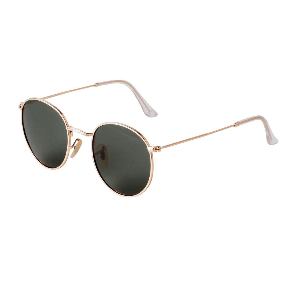 [Australia] - Round Polarised Sunglasses for Man Women Trendy Mirrored Sunglasses Metal Eyewear Large Size Gold-g15/Large 