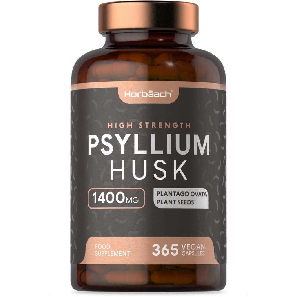 [Australia] - Psyllium Husk 1400mg | 365 Vegan Capsules | High Strength, Natural Prebiotic Soluble Fibre | Supports Daily Rhythm | Plantago Ovata Seeds Supplement | 700mg per Capsule 