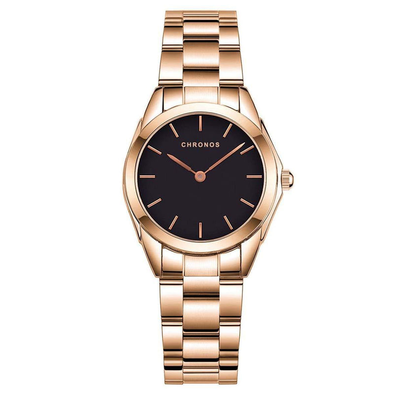 [Australia] - CHRONOS Women Watch Fashion Casual Japanese Quartz Watches Ladies Business Waterproof Stainless Steel Watch Clock for Girls Rose Gold 4 