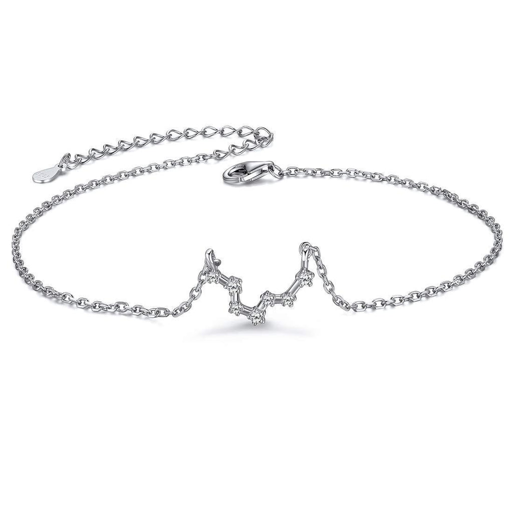 [Australia] - CZ Horoscope Zodiac Anklet for Women 925 Sterling Silver 12 Constellation Astrology Ankle Bracelet 22+5cm(Extended Chain) Beach Summer Jewelry (with Gift Box) Pisces (2/19 - 3/20) 
