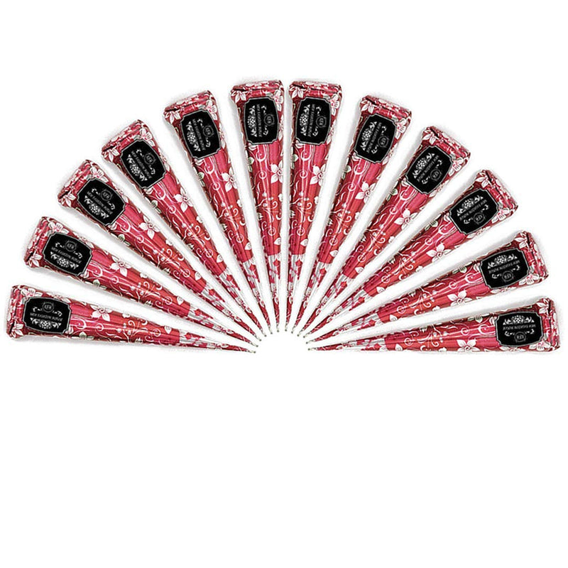 [Australia] - 12 Individual Cones 100% Organic Henna Mehindi Cones Ready To Use. No Chemicals, No Dyes Guaranteed Colour 