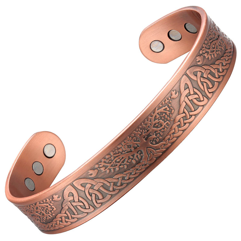 [Australia] - MagEnergy Copper Bracelet for Men Life of Tree, 99.9% Copper Magnetic Bracelet,Adjustable Cuff Bangle Jewerly Gift copper A 7.3 inch 