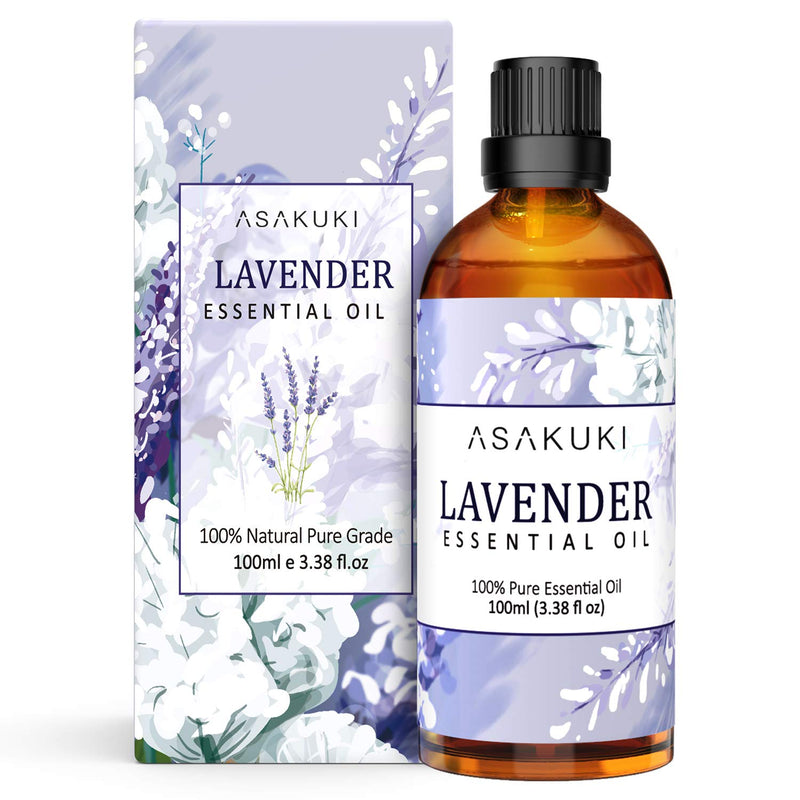[Australia] - ASAKUKI Lavender Essential Oils 100mL, Lavender Oil 100% Natural Pure Therapeutic Grade, Aromatherapy Oil Lavender for Sleep, Skin Care, Hair Care & Bath, Ideal for Humidifier, Diffuser & Wellness 