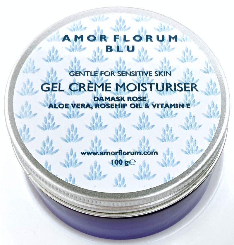 [Australia] - Natural, pH 5.5 Balanced FACIAL MOISTURISER for Combination/Oily Skin - DAMASK ROSE -100g by AMOR FLORUM BLU. Gel Cream Moisturiser for Sensitive Skin. With Botanical Actives, Rosehip Oil & Vitamin E. 