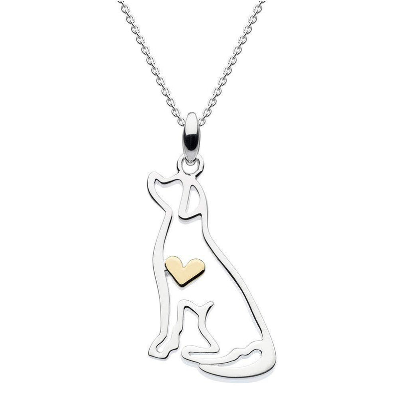 [Australia] - JennyWrenJewels Dog Necklace UK Jewellery | Sterling Silver and 14ct Gold plate Heart Dog/Labrador for Women, children and girls |"Heart of Gold" Dog Jewellery 18.0 Inches 