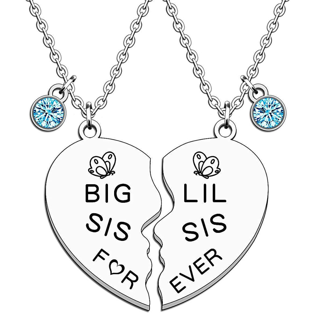[Australia] - JMIMO Sister Necklace Women's Fashion Jewelry, Friendship Necklace Jewellery Set for 2 - BIG SIS LIL SIS Heart Pendant 