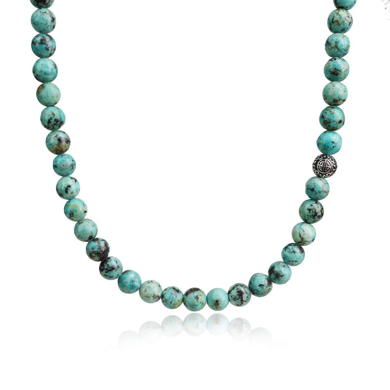 [Australia] - coai Asian Blessing Stone Beaded Necklace for Men Women African Turquoise 55cm 