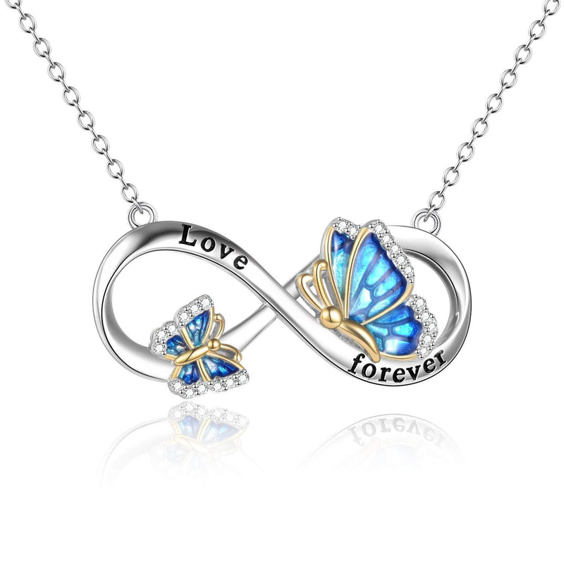 [Australia] - Butterfly Necklaces for Women Sterling Silver Love Forever Infinity Pendant Necklace Jewellery Gifts for Mom Girls 