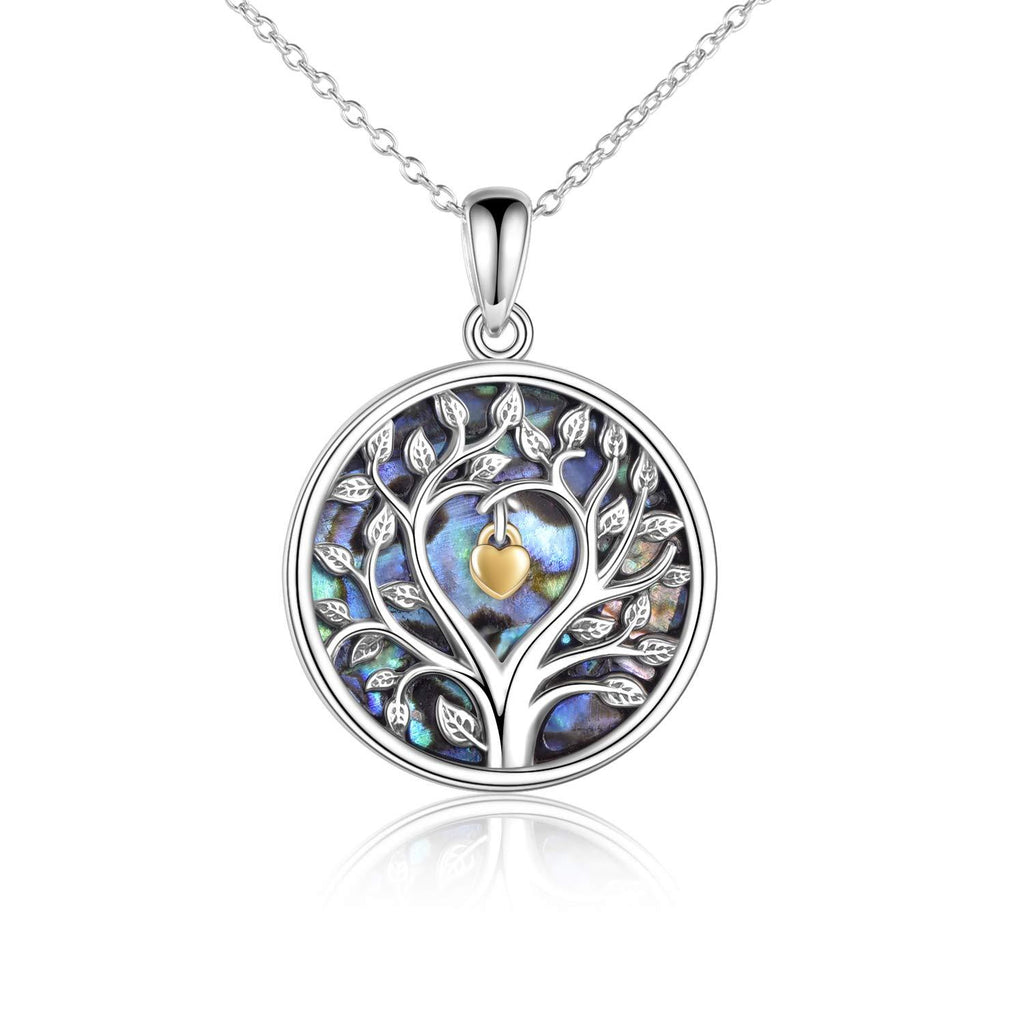 [Australia] - Tree of Life Necklace, Women 925 Sterling Silver Pendant with Chain, Fine Jewellery VONALA, Best Gifts for Wife, Mum and Girlfriend Silver Abalone Shell 