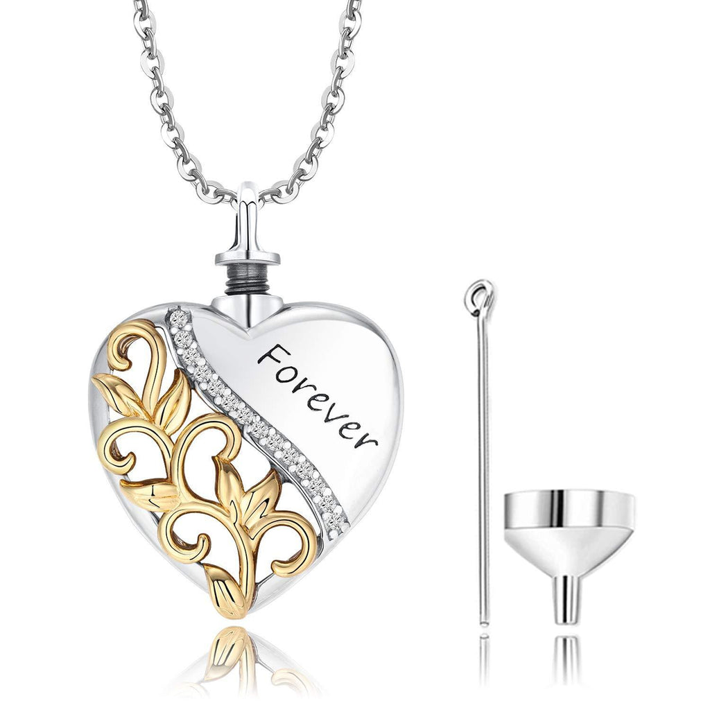 [Australia] - Heart Cremation Jewellery for Ashes, S925 Sterling Silver Ashes Necklace for Women, Gold Plated Hollowed-out Memorial Locket Pendant with Fill Kit 