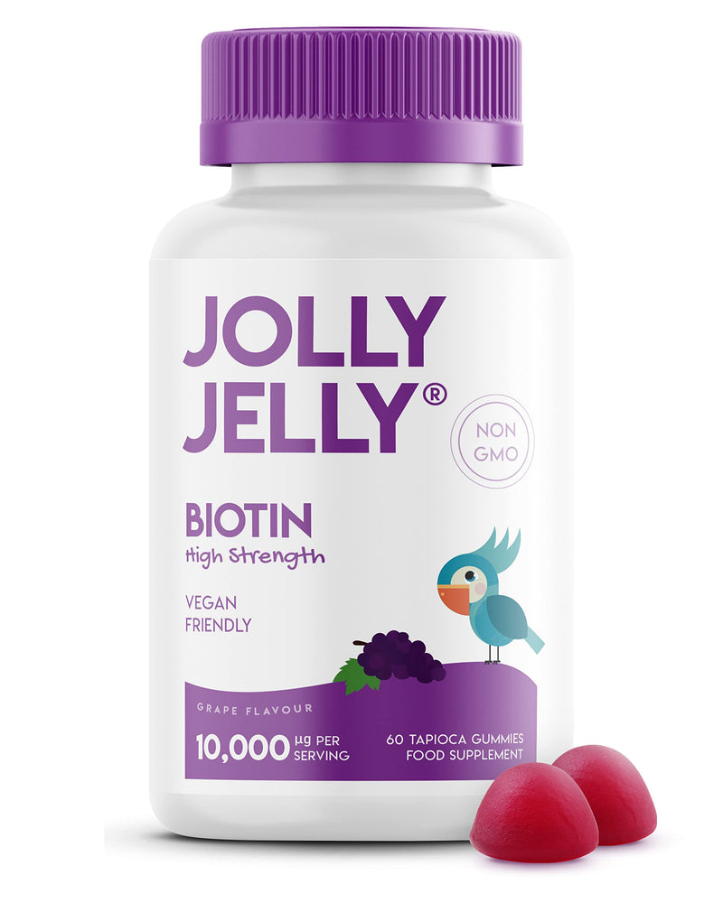 [Australia] - Biotin Tapioca Fruity Gummies - 10,000mcg - Potent Formula for Hair Skin and Nails, Made with Organic Tapioca, Grape Flavour - Kosher, Halal, Non GMO - 60 Vegan Gummies. 