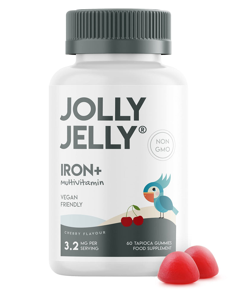 [Australia] - Iron & Multivitamins Tapioca Gummies - 3200mcg - Potent Formula for Energy & Immunity, Made with Organic Tapioca, Cherry Flavour - Kosher, Halal, Non GMO - 60 Vegan Fruity Gummies. 