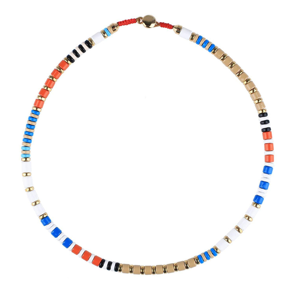 [Australia] - Kanyee Rainbow Choker Necklaces Colorful Alloyed Beaded Collar Necklace Boho Beach Chain Necklace for Woman-02C 