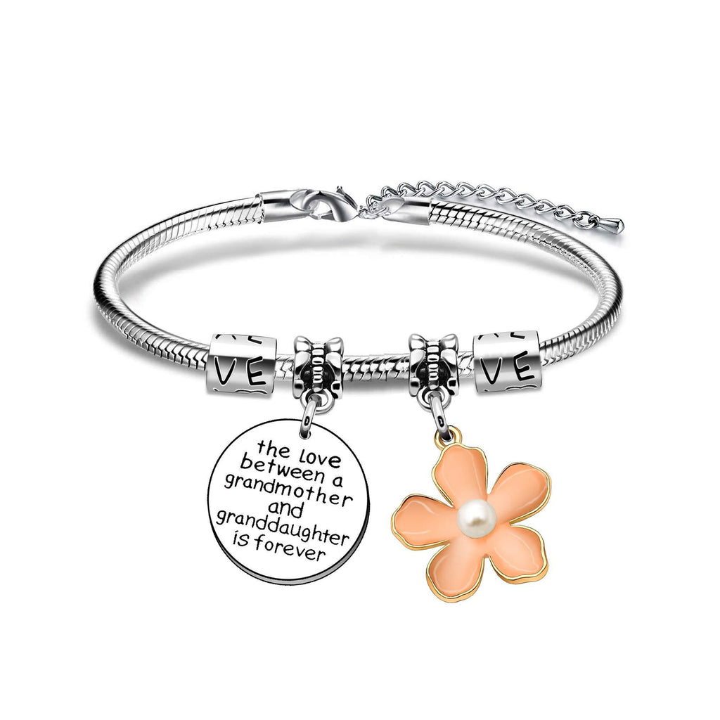 [Australia] - Women Bracelet For Granddaughter Silver Engraved Pendant Snake Bracelet For Women Lady Girl Adjustable Birthday Christmas Appreciation Gift 
