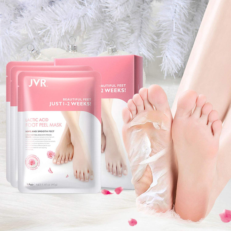 [Australia] - Foot Peel Mask, 3 Pack JVR Lactic Acid Foot Mask, Foot Exfoliating Socks, Foot Care for Callus Remove, Repair Cracked Heel & Dead, Dry & Hard Skin Size 10(UK) 