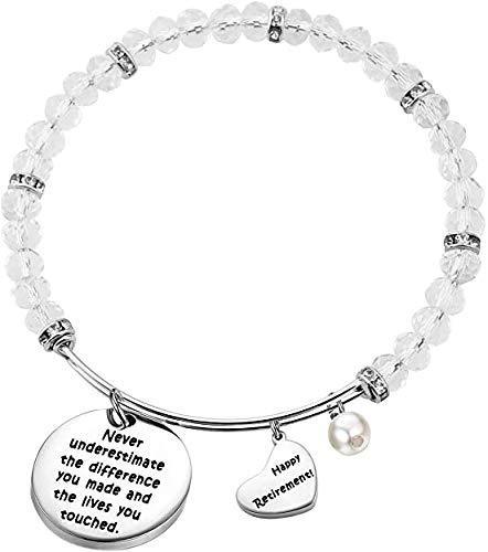 [Australia] - Retirement Jewelry Happy Retirement Bracelet Never Underestimate The Different You Made and The Lives You Touched Inspirational Quotes Best Retirement Gifts for Women Retirement Whirt Bead Bracelet 