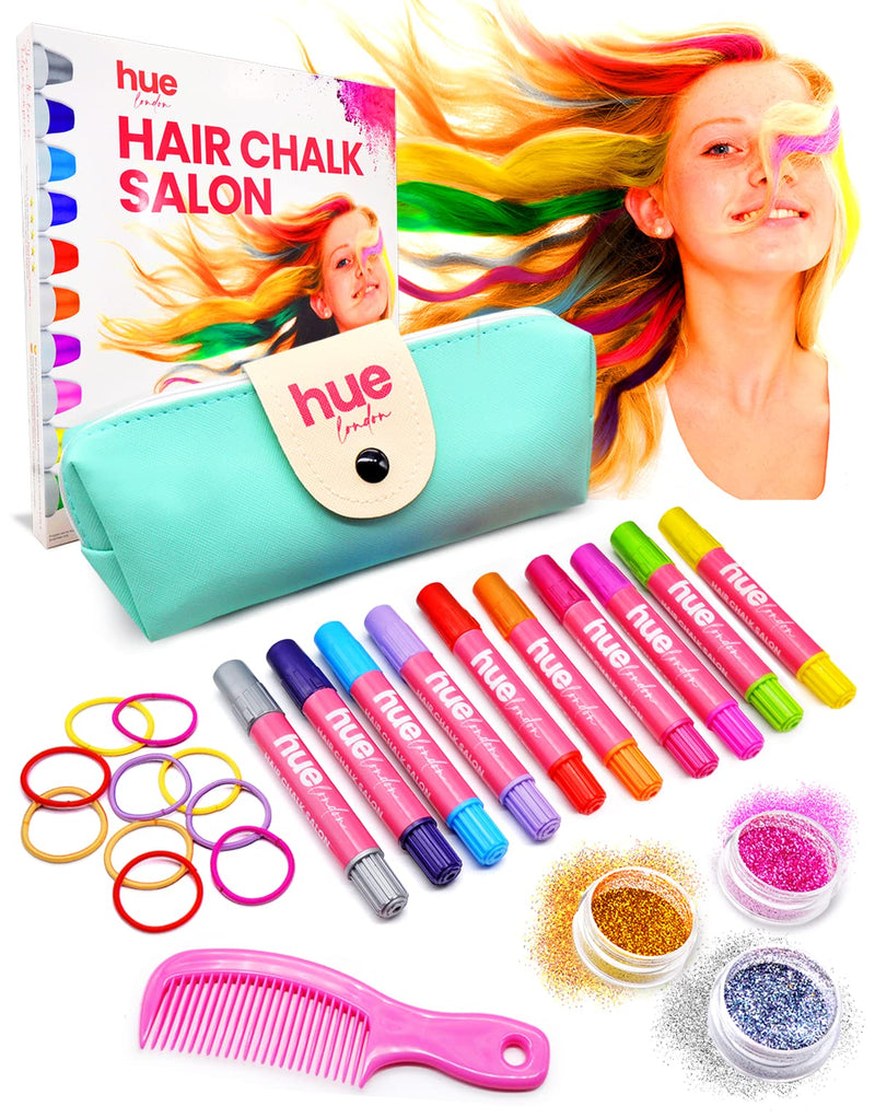 [Australia] - Huelondon Hair Chalk and Glitter Deluxe Set. Premium washable chalk hair dye - great results on light or dark hair. Perfect for play or as a gift. 25 Count (Pack of 1) 