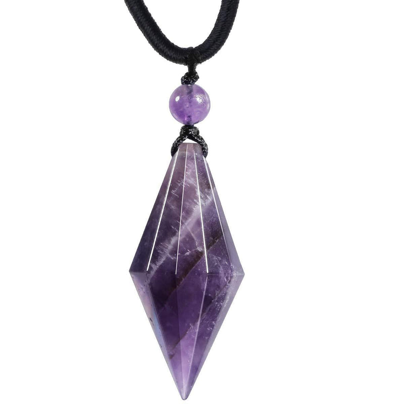 [Australia] - mookaitedecor Crystal Pendulum Necklace Women Jewellery, Reiki Chakra Stone Healing Quartz Points 12-Facted Pendant Necklace Amethyst 