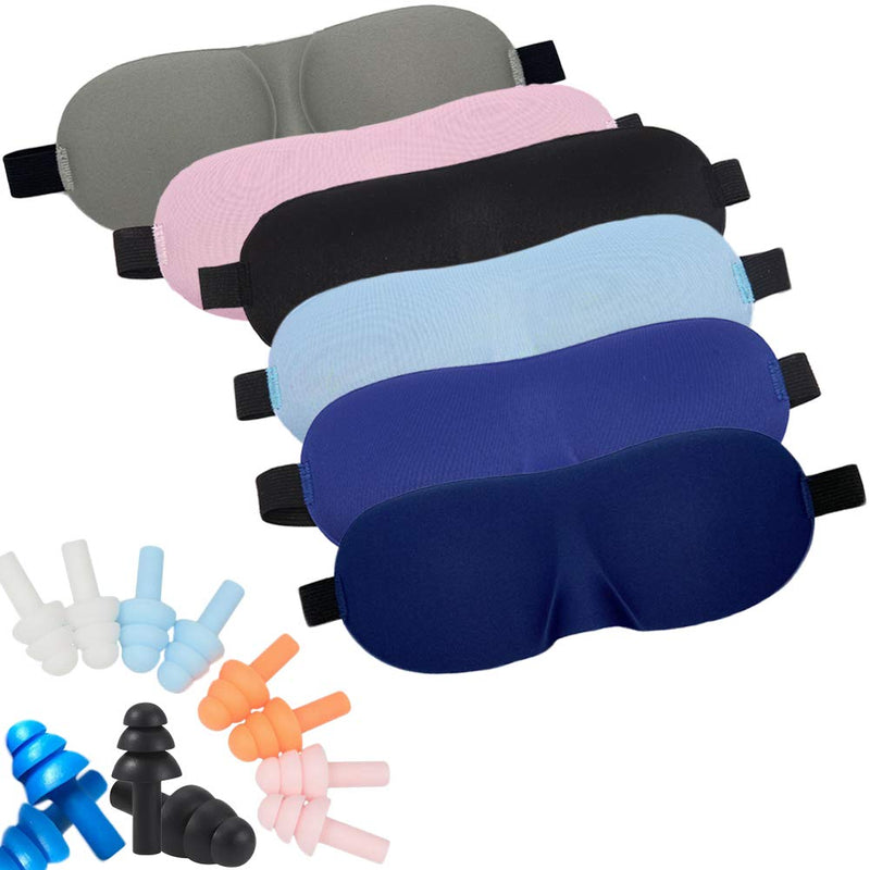 [Australia] - VEGCOO 6 Pack Sleep Eye Masks 3D Comfort Eye Cover Men/Women Eye Masks and Earplugs for Full Night's Sleep/Travel/Nap (A) A 