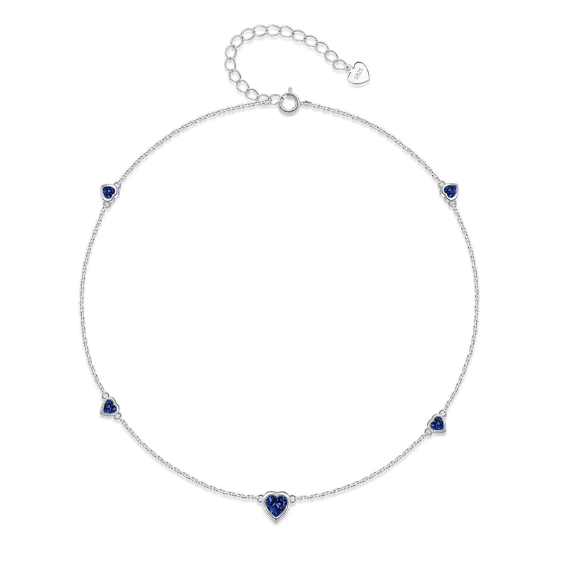 [Australia] - Step Forward Birthstone Heart Jewelry Sterling Silver - Anklet & Choker Necklace Gift Jewelry for Women or Teen Girls or Daughter September 