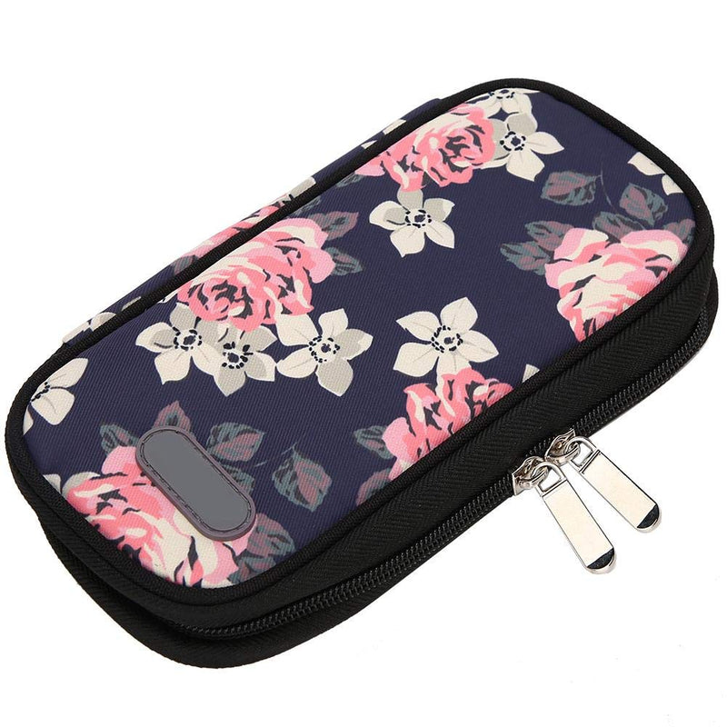 [Australia] - Insulin Cool Bag Diabetic Insulated Organizer Portable Travel Cooling Bag for Insulin and Drugs Storage (Without Ice Pack)(Red Flower) Red Flower 
