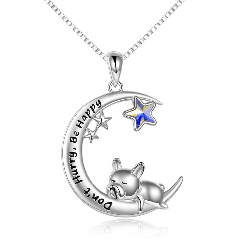 [Australia] - VONALA 925 Sterling Silver French bulldog/Cat/Owl/Elephant/Panda Animal Necklace with Moon Pendant Jewellery Birthday Gifts for Women Girls 