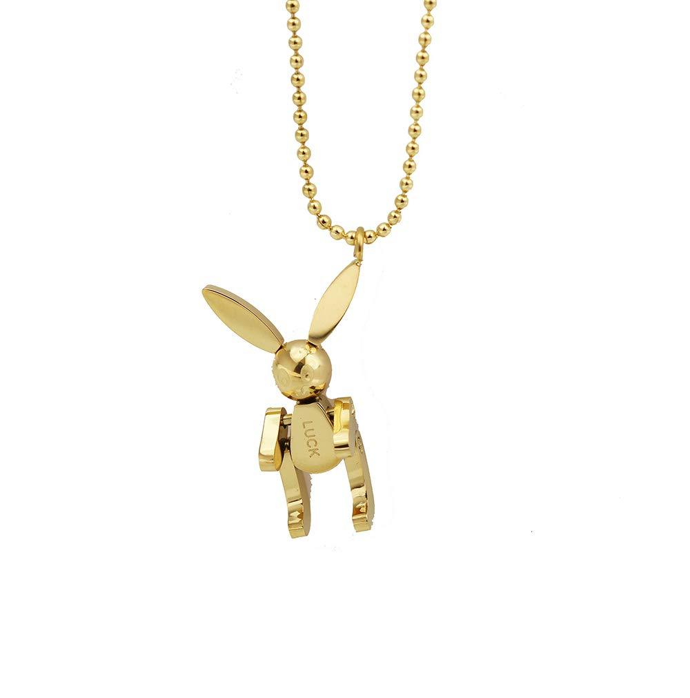 [Australia] - MixiuEuro Women Girls 3D Robot Bunny Necklace Gold Plated Stainless Steel Mechanical activity cartoon rabbit Pendant Necklace Gift For Girls Child Nickel Free 